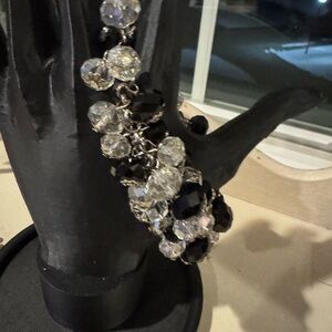 Black and Clear Crystal Beaded Bracelet